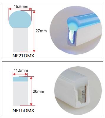 چراغ‌های نوار LED نئون 24 ولتی 5050 RGB آدرس پذیر DMX 8 پیکسل / متر ضد آب IP68 2