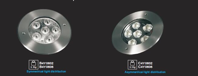 6 * 2W یا 3W 18W طراحی نوع باریک چراغ های استخر زیر آب LED قطر Φ160mm برای امکانات تفریحی 0