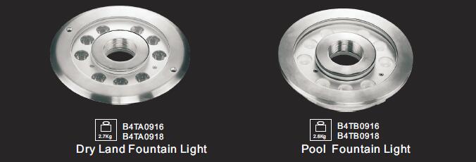 B4TA0916 B4TA0918 لامپ آبنمای استخر زمین خشک مرکزی اجکتیو، چراغ های LED ضد آب برای آبنما 1