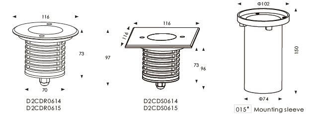 D2CDR0614 D2CDR0615 24 ولت یا 110 ~ 240 ولت نور سطح صاف خروجی SMD LED لامپ داخلی 1.2 وات 1.8 وات فضای باز دارای رتبه IP67 2