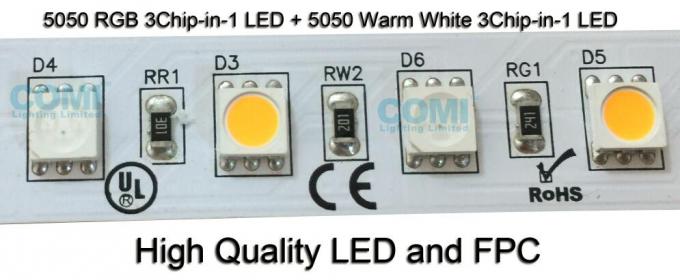 24 ولت RGB + چراغ های نوار LED انعطاف پذیر سفید گرم 72 LED / M OEM / ODM قابل قبول 1