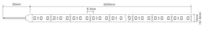 R9 با ارزش بالا CRI 90 3528 چراغ نوار LED انعطاف پذیر 10 میلی متر FPC 120 LED / متر SDCM < 3 0
