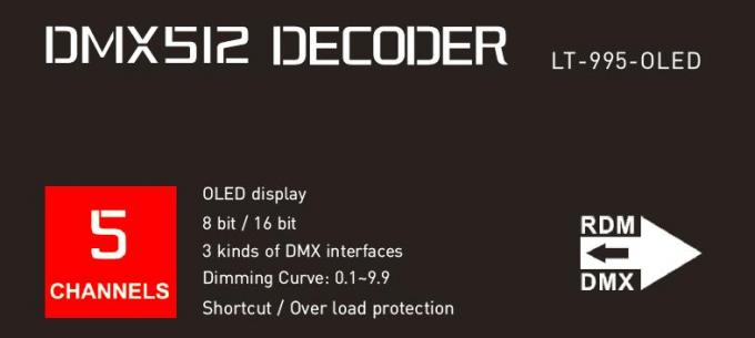 رسیور 6A * 5 کانال ال ای دی Dmx برای چراغ های ال ای دی با وضوح 16 بیت / 8 بیت اختیاری 1