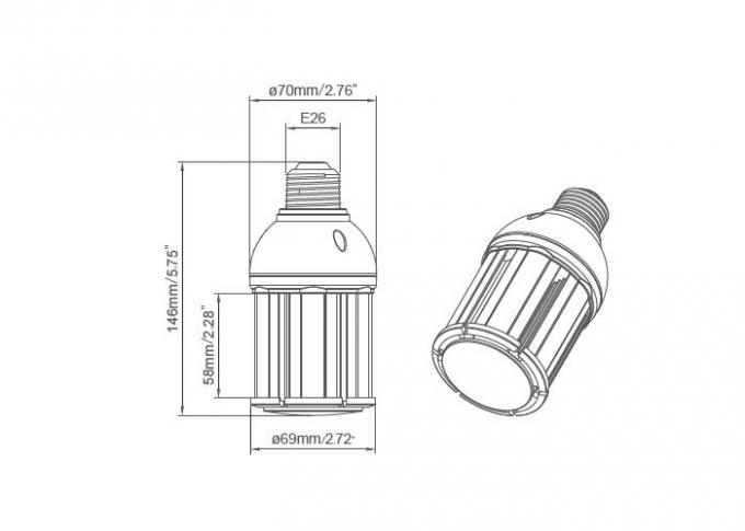 لامپ های ال ای دی 14 واتی سامسونگ Corn Cob، حقایق روشنایی لامپ ذرت LED E27 / تایید شده UL 0