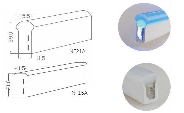 چراغ طناب فلکس LED نئون تک رنگ F21A 5050 LED 14.4W / M IP68 برای تزئینات نمای بیرونی 3