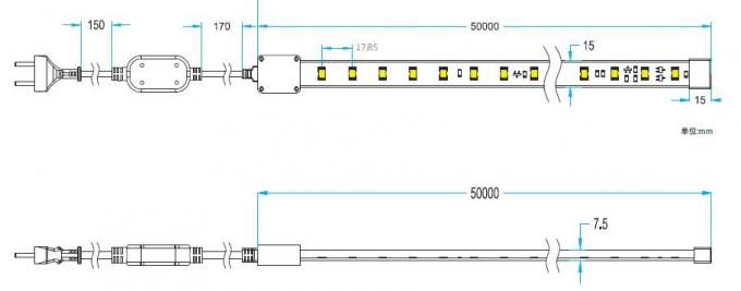 220 - 240 ولت 5 وات / متر 5050 نور نوار LED با خروجی بالا، نوار LED زیر کابینت روشنایی 1